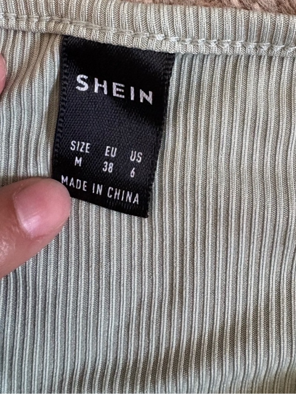 SHEIN Light Olive Ribbed Tank Top - Picture 2 of 2